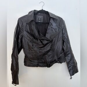 GUESS Black Faux Leather Moto Jacket